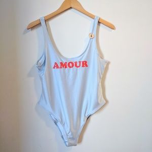 Frosty Blue AMOUR Scoop Back One Piece